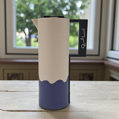 Crystal House 1.0 Liter Premium Insulated Vacuum Flask – Double Wall Thermal Coffee & Tea Thermos with Secure Flip Lid, Arabic Handle & Elegant Two-Tone Design – Ideal for Home, Office, Travel & Gifting - Damoo