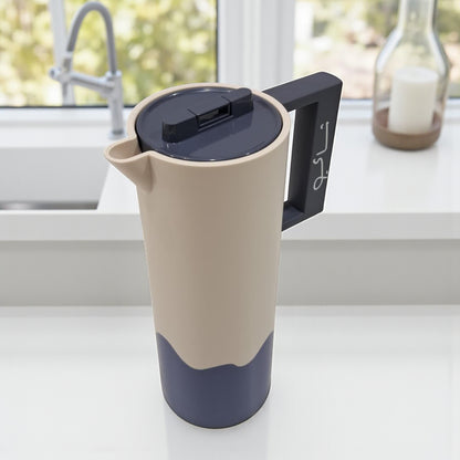 Crystal House 1.0 Liter Premium Insulated Vacuum Flask – Double Wall Thermal Coffee & Tea Thermos with Secure Flip Lid, Arabic Handle & Elegant Two-Tone Design – Ideal for Home, Office, Travel & Gifting - Damoo