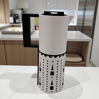 Crystal House 1.0 Liter Premium Arabic Vacuum Flask – Double Wall Insulated Coffee & Tea Thermos with Secure Flip Lid, Traditional Pattern Design & Ergonomic Handle – Perfect for Home, Office, Travel & Gifting - Damoo