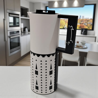 Crystal House 1.0 Liter Premium Arabic Vacuum Flask – Double Wall Insulated Coffee & Tea Thermos with Secure Flip Lid, Traditional Pattern Design & Ergonomic Handle – Perfect for Home, Office, Travel & Gifting - Damoo