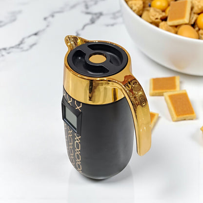 Palermo Temperature Thermos Dallah FL-333 – Pack of 2 Jugs (1.0L + 0.7L) | Smart Temperature Display Coffee & Tea Flask Set | Gold & Silver Vacuum Insulated Thermos - Damoo