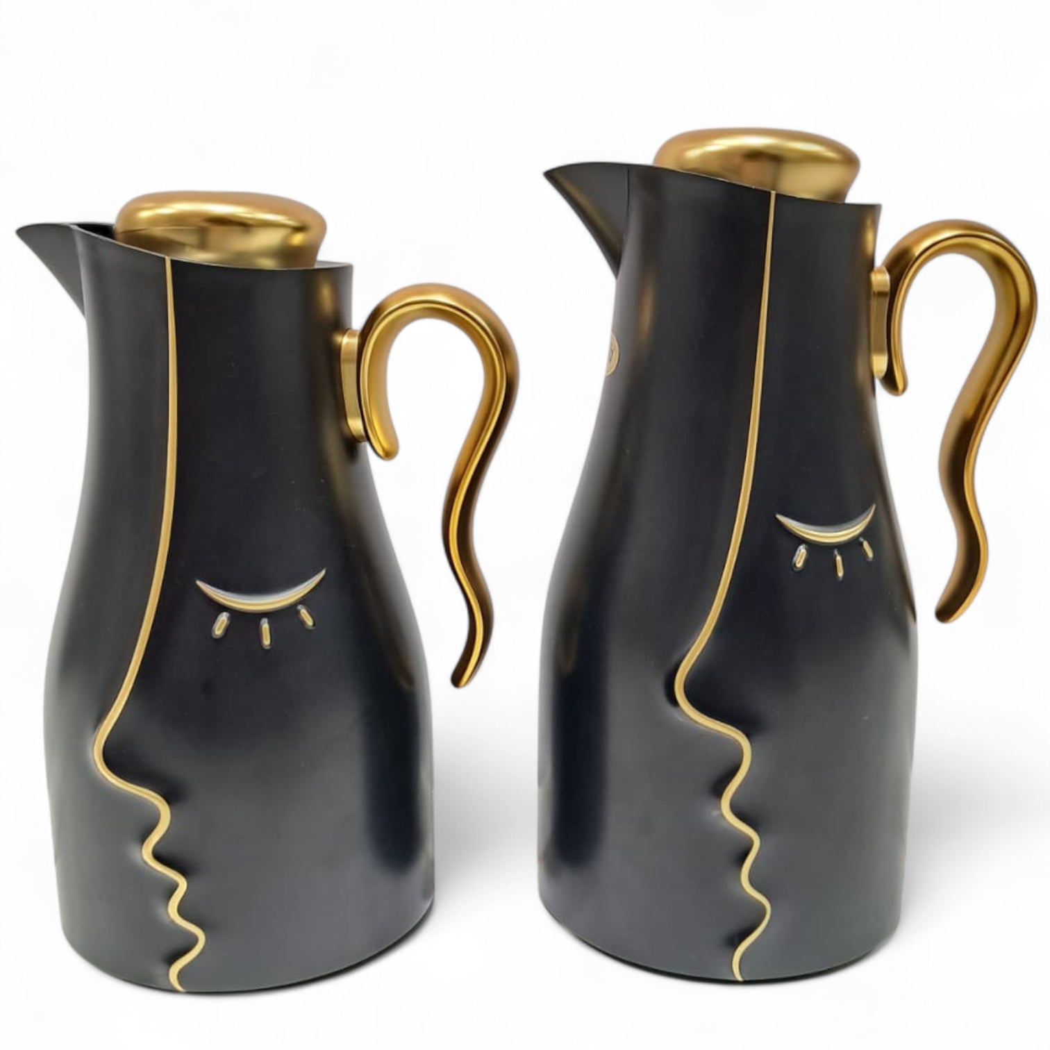 Najib Modern Style Vacuum Flask Set – 0.7L & 1.0L  Thermos Duo, Elegant Face Design, Double-Wall Insulated Jugs for Hot & Cold Beverages, Leak-Proof Lid & Ergonomic Handle - Damoo