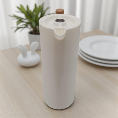 VOGATI 1.0L Premium Vacuum Thermos Flask – Modern Matte Design with Wooden Handle | Double Wall Insulated Carafe for Hot & Cold Drinks - Damoo