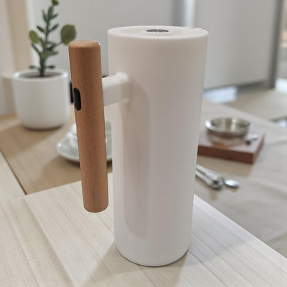 VOGATI 1.0L Premium Vacuum Thermos Flask – Modern Matte Design with Wooden Handle | Double Wall Insulated Carafe for Hot & Cold Drinks - Damoo