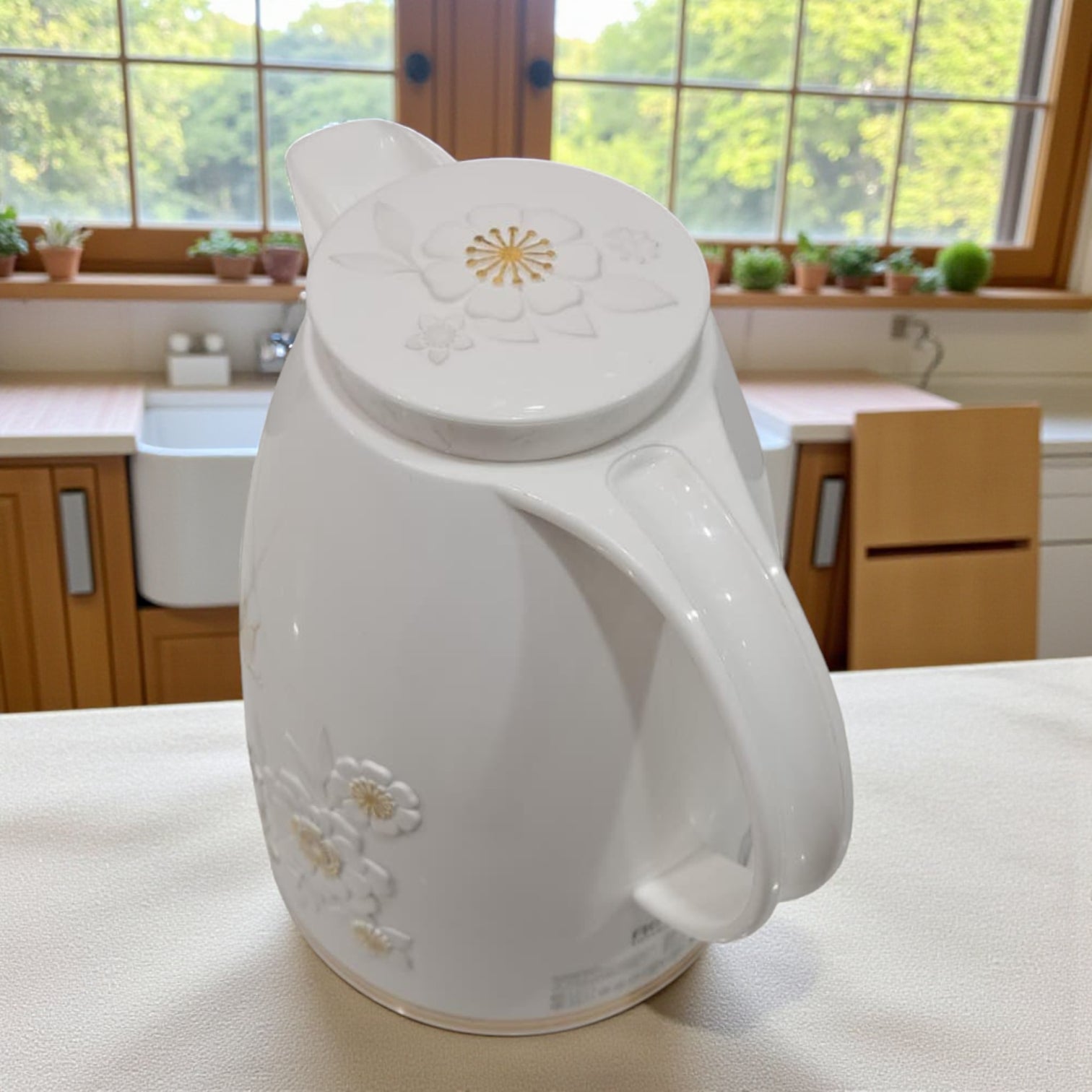 Regal 1.0 Liter Premium Floral Vacuum Flask – Double Wall Insulated Coffee & Tea Thermos with Embossed Design, Elegant Lid & Comfortable Handle – Ideal for Home, Office, and Gifting