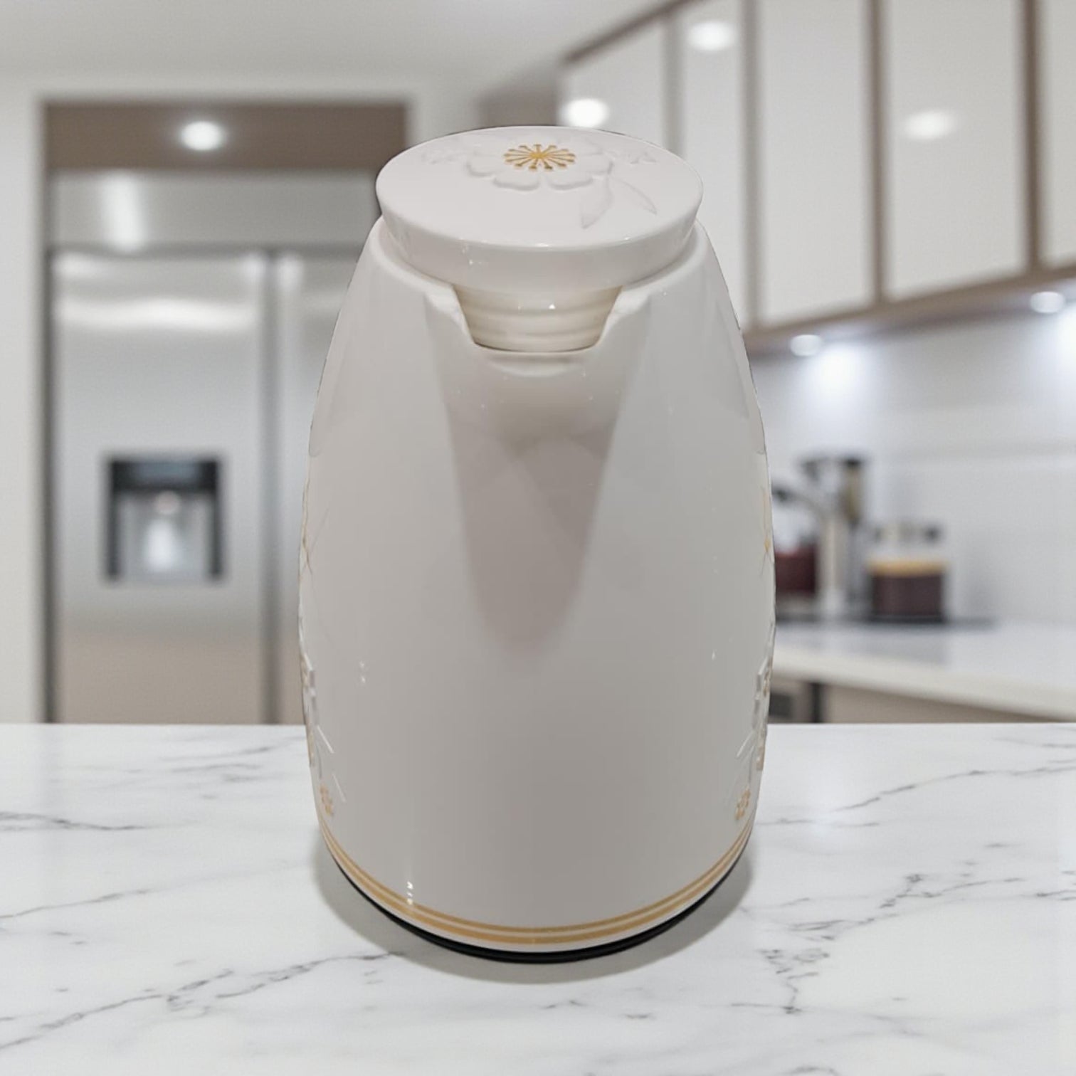 Regal 1.0 Liter Premium Floral Vacuum Flask – Double Wall Insulated Coffee & Tea Thermos with Embossed Design, Elegant Lid & Comfortable Handle – Ideal for Home, Office, and Gifting