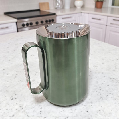 Stainless Steel Double Wall Vacuum Flask Set – 0.35L + 0.6L Insulated Coffee & Tea Thermos with Elegant Metallic Finish and Easy-Pour Handle – Modern Thermal Jugs for Home, Office & Travel - Damoo