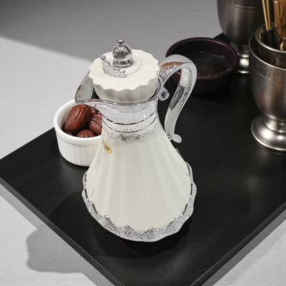 Najib Premium Quality Vacuum Flask Set – 0.7L & 1.0L | Elegant Double-Wall Insulated Jugs with Crown Lid & Ornate Handle | Ideal for Hot & Cold Beverages | Modern Style Collection - Damoo