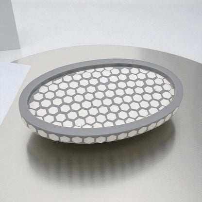 Luxury Hexagonal Mosaic Bukhoor & Mabkhara Set with Lid and Tray – Elegant Polyresin Home Fragrance Holder for Incense and Bakhoor Display - Damoo