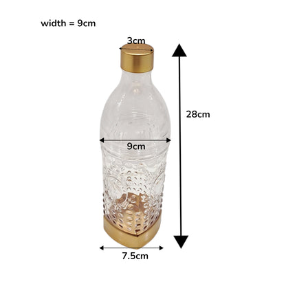 Luxury Clear Plastic Water Bottle with Gold Lid & Base – Reusable Textured Hydration Bottle for Home, Office, Gym & Travel – Elegant BPA-Free Design for Everyday Use - Damoo