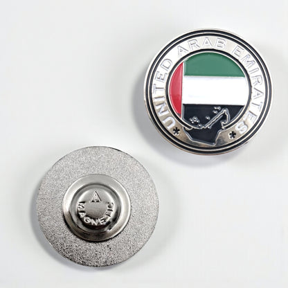 UAE National Emblem Round Metal Badge – Premium United Arab Emirates Flag Pin with Map Design for National Day, Official Events & Corporate Celebrations - Damoo