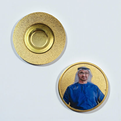 UAE Leadership Magnetic Badge – Premium Round Gold Lapel Pin | Patriotic Accessory for National Day & Government Events - Damoo