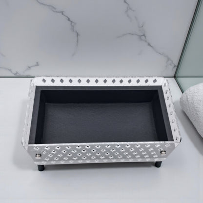 Modern Acrylic Decorative Box with Geometric Cutout Design – Elegant Storage Organizer with Lid for Kitchen, Bathroom, or Living Room