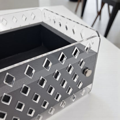 Modern Acrylic Decorative Box with Geometric Cutout Design – Elegant Storage Organizer with Lid for Kitchen, Bathroom, or Living Room