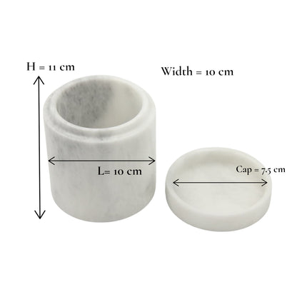 مرطبان رخامي فاخر للتخزين مع غطاء - علبة أسطوانية أنيقة لتنظيم بهارات المطبخ، ومستلزمات الحمام، والمجوهرات، وديكورات المنزل