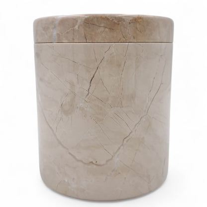 Luxury Marble Storage Jar with Lid – Elegant Cylindrical Canister for Kitchen Spices, Bathroom Essentials, Jewelry & Home Décor Organization - Damoo