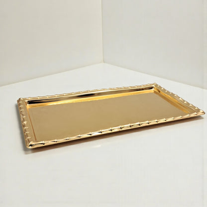 Najib Gold Rectangular Serving Tray – Elegant Polished Finish | Decorative & Functional Food Serving Tray | 39x39cm | Durable Stainless Steel | Made in P.R.C