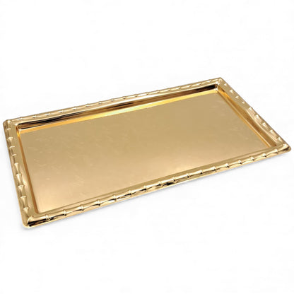 Najib Gold Rectangular Serving Tray – Elegant Polished Finish | Decorative & Functional Food Serving Tray | 39x39cm | Durable Stainless Steel | Made in P.R.C