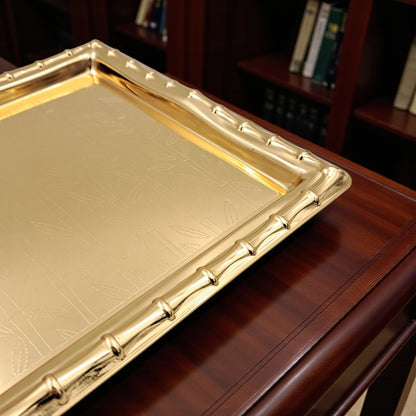 Najib Gold Rectangular Serving Tray – Elegant Polished Finish | Decorative & Functional Food Serving Tray | 39x39cm | Durable Stainless Steel | Made in P.R.C