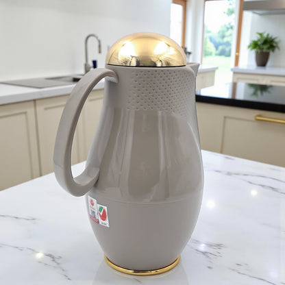 Regal Luxury Thermos Flask 1 Liter | Premium Insulated Hot & Cold Beverage Server with Gold Finish Lid | Elegant Double Wall Vacuum Jug