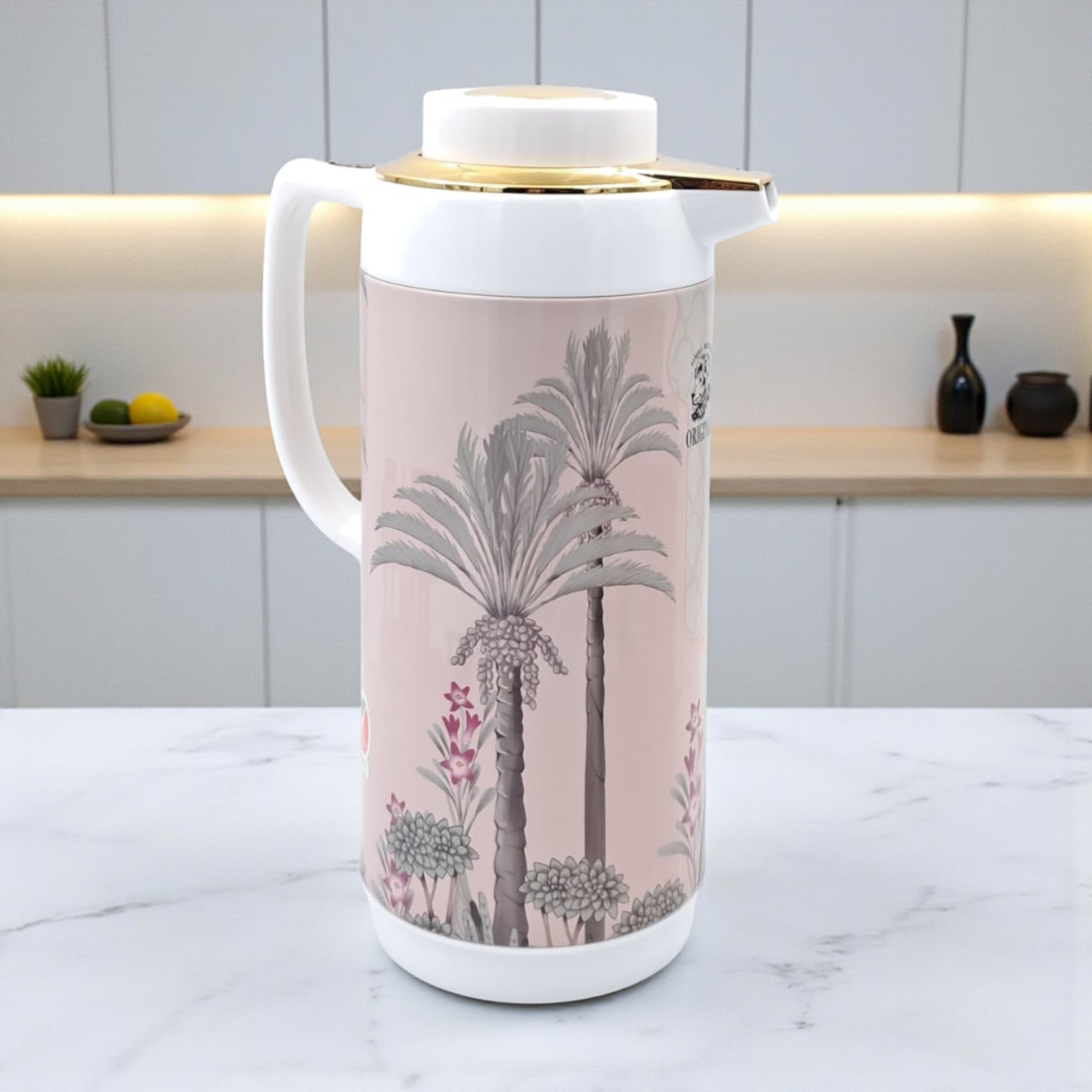Simba Mkubwa Original Thermos Flask  | Premium Insulated Hot & Cold Beverage Server | Arabic Heritage Design with Gold Finish Lid