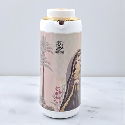 Simba Mkubwa Original Thermos Flask  | Premium Insulated Hot & Cold Beverage Server | Arabic Heritage Design with Gold Finish Lid