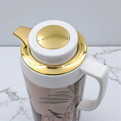 Simba Mkubwa Original Thermos Flask  | Premium Insulated Hot & Cold Beverage Server | Arabic Heritage Design with Gold Finish Lid