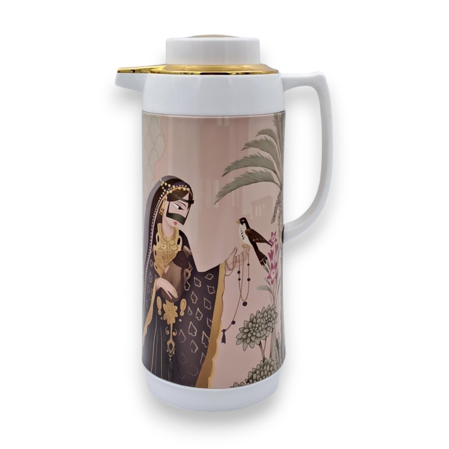Simba Mkubwa Original Thermos Flask  | Premium Insulated Hot & Cold Beverage Server | Arabic Heritage Design with Gold Finish Lid