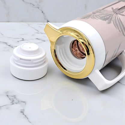 Simba Mkubwa Original Thermos Flask  | Premium Insulated Hot & Cold Beverage Server | Arabic Heritage Design with Gold Finish Lid