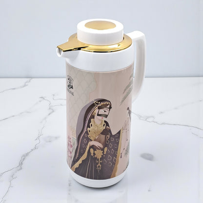 Simba Mkubwa Original Thermos Flask  | Premium Insulated Hot & Cold Beverage Server | Arabic Heritage Design with Gold Finish Lid