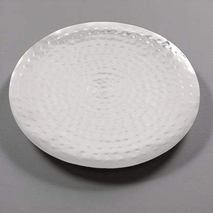 Elegant Hammered Metal Cake Stand with Geometric Base | Modern Dessert & Serving Display | Durable Decorative Table Centerpiece
