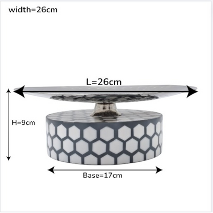 Elegant Hammered Metal Cake Stand with Geometric Base | Modern Dessert & Serving Display | Durable Decorative Table Centerpiece