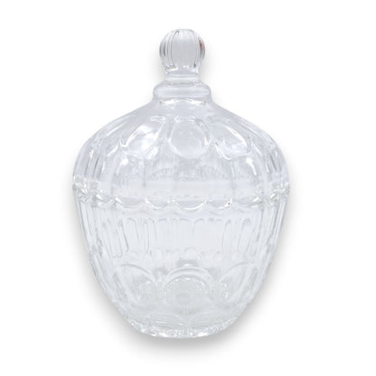 Yesink Decorative Glass Jar with Lid | Elegant Crystal Candy Jar for Sweets, Nuts, or Sugar | Premium Clear Storage Bowl with Textured Design