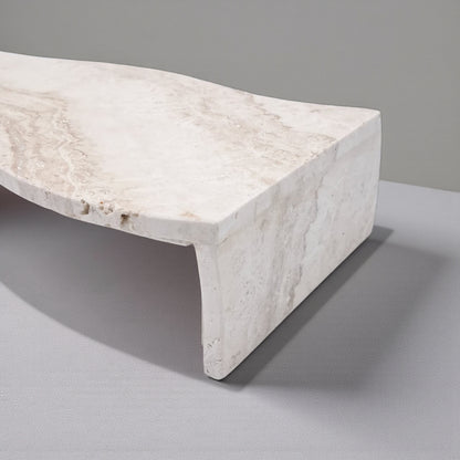 Natural Travertine Stone Display Stand – Handmade Rectangular Decorative Pedestal | Modern Minimalist Stone Riser for Home Décor, Vanity, and Table Styling