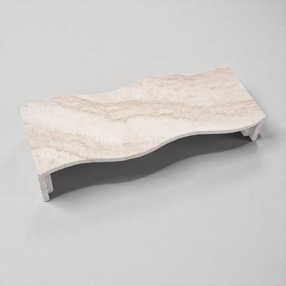 Natural Travertine Stone Display Stand – Handmade Rectangular Decorative Pedestal | Modern Minimalist Stone Riser for Home Décor, Vanity, and Table Styling