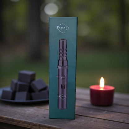 Passage Adjustable Torch Flame Lighter with Safety Lock – High-Temperature Resistant Metal Body – Refillable Gas Blow Torch for Oud, BBQ, Charcoal, Candles, Cooking & Outdoor Use