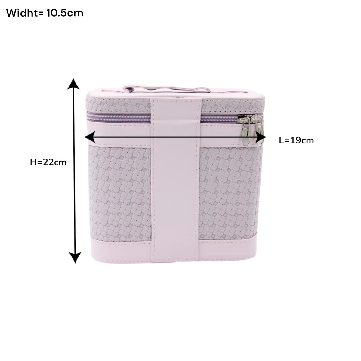 Luxury Portable Makeup Storage Box with Handle and Shoulder Strap – Large Cosmetic Organizer Case with Zipper Travel Beauty Bag (22x19x10.5cm) - Damoo