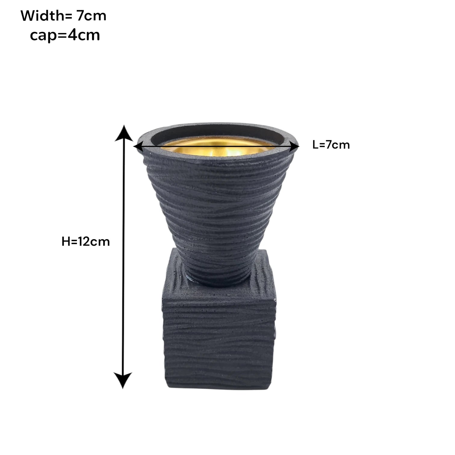Modern Black Textured Ceramic Bakhoor & Incense Burner with Gold Metal Cup – Minimalist Arabic Incense Holder for Home Décor & Gifting - Damoo