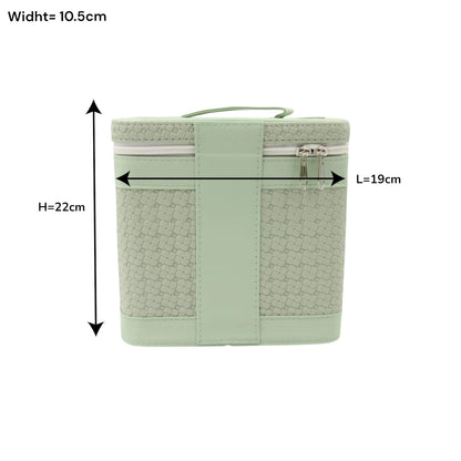 Luxury Portable Makeup Storage Box with Handle and Shoulder Strap – Large Cosmetic Organizer Case with Zipper Travel Beauty Bag (22x19x10.5cm) - Damoo