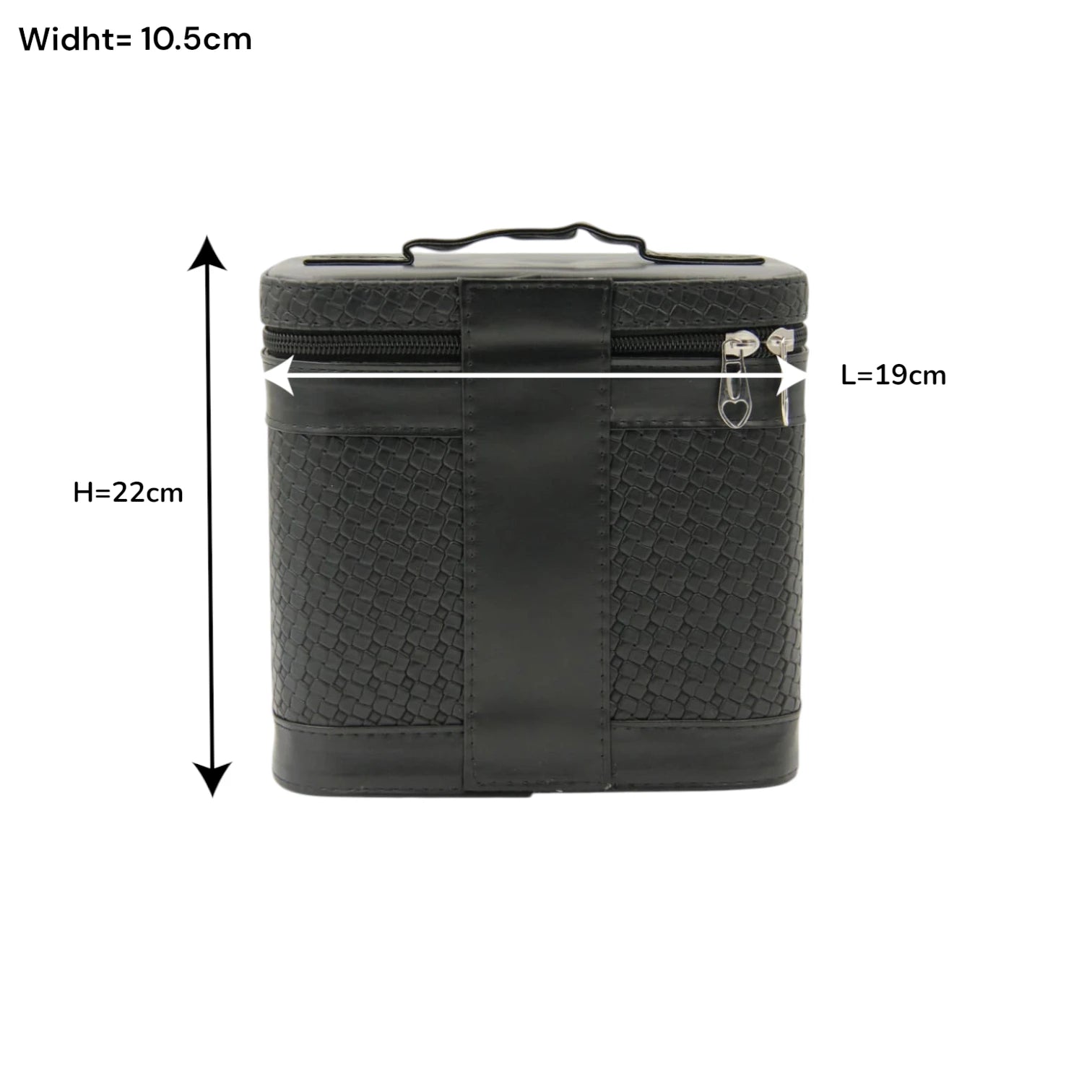 Luxury Portable Makeup Storage Box with Handle and Shoulder Strap – Large Cosmetic Organizer Case with Zipper Travel Beauty Bag (22x19x10.5cm) - Damoo