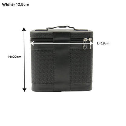 Luxury Portable Makeup Storage Box with Handle and Shoulder Strap – Large Cosmetic Organizer Case with Zipper Travel Beauty Bag (22x19x10.5cm) - Damoo