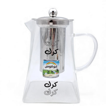 Karak Tea Glass Kettle with Stainless Steel Filter | Heat Resistant Borosilicate Pitcher with Detachable Fine Mesh Infuser | Stovetop Safe | Premium Glass Pot for Chai, Tea & Herbal Drinks