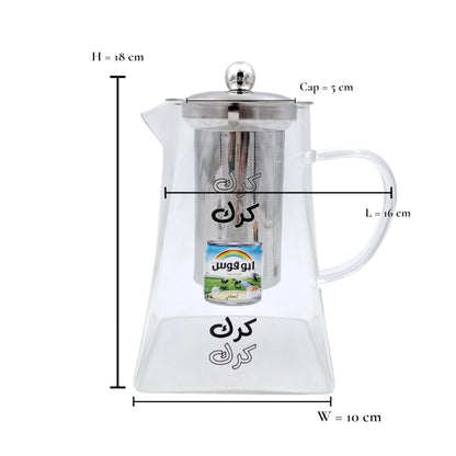 Karak Tea Glass Kettle with Stainless Steel Filter | Heat Resistant Borosilicate Pitcher with Detachable Fine Mesh Infuser | Stovetop Safe | Premium Glass Pot for Chai, Tea & Herbal Drinks
