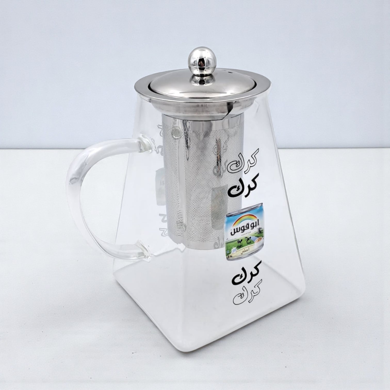 Karak Tea Glass Kettle with Stainless Steel Filter | Heat Resistant Borosilicate Pitcher with Detachable Fine Mesh Infuser | Stovetop Safe | Premium Glass Pot for Chai, Tea & Herbal Drinks