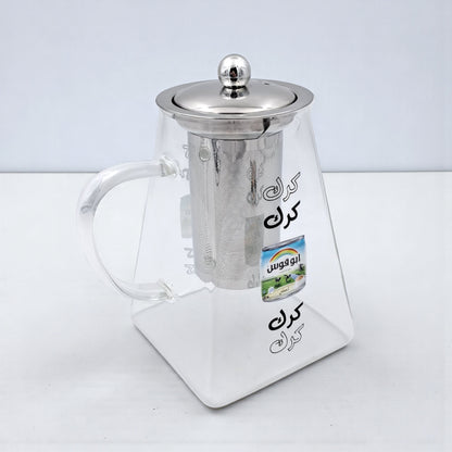 Karak Tea Glass Kettle with Stainless Steel Filter | Heat Resistant Borosilicate Pitcher with Detachable Fine Mesh Infuser | Stovetop Safe | Premium Glass Pot for Chai, Tea & Herbal Drinks