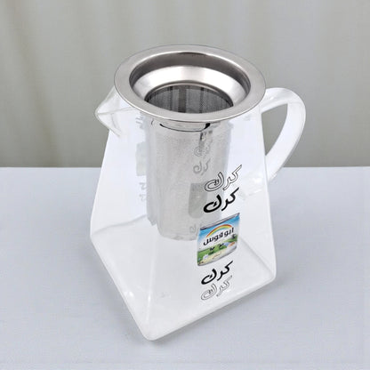 Karak Tea Glass Kettle with Stainless Steel Filter | Heat Resistant Borosilicate Pitcher with Detachable Fine Mesh Infuser | Stovetop Safe | Premium Glass Pot for Chai, Tea & Herbal Drinks