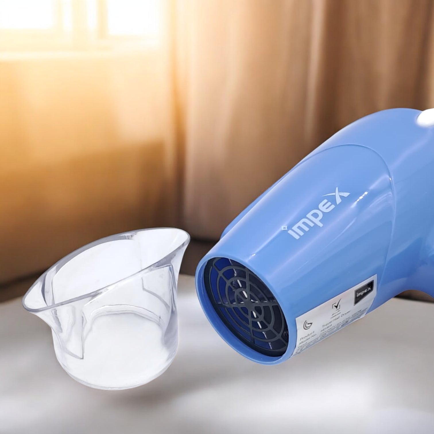 Impex Travel Hair Dryer HD1K4 | 1250W Quick-Dry Power | Foldable Handle | Dual Heat Settings | Cool Air Function | Lightweight & Compact | Smooth-Finish Concentrator | Overheat Protection