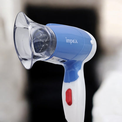 Impex Travel Hair Dryer HD1K4 | 1250W Quick-Dry Power | Foldable Handle | Dual Heat Settings | Cool Air Function | Lightweight & Compact | Smooth-Finish Concentrator | Overheat Protection