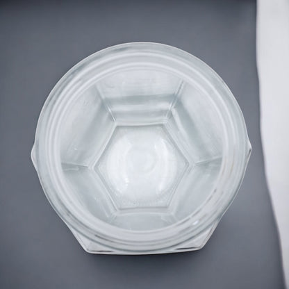 Premium Hexagon Glass Storage Jar with Stainless Steel Lid – Airtight Food Container for Kitchen & Pantry Organization – Clear Square Design - Damoo