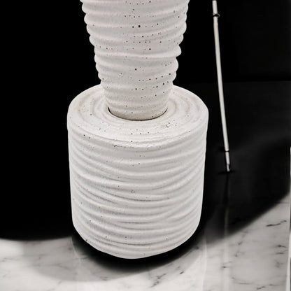Modern Ribbed Ceramic Incense Burner with Gold Metal Cup – Minimalist Bakhoor & Oud Burner for Home Décor - Damoo
